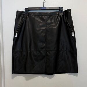 Banana Republic Factory Black Faux Leather Mini Skirt with Zip Details